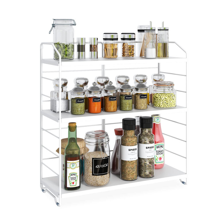 Spice Rack Organizer 3 Tier Adjustable Kitchen Countertop Storage Shelf Free Standing Spice Organizer Rack For Spice Bottles Bathroom Storage